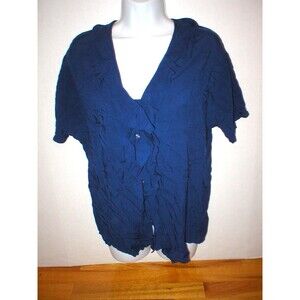 New Womens Express Top S Dark Navy Blue Small Nice Work School Blouse SS Viscose